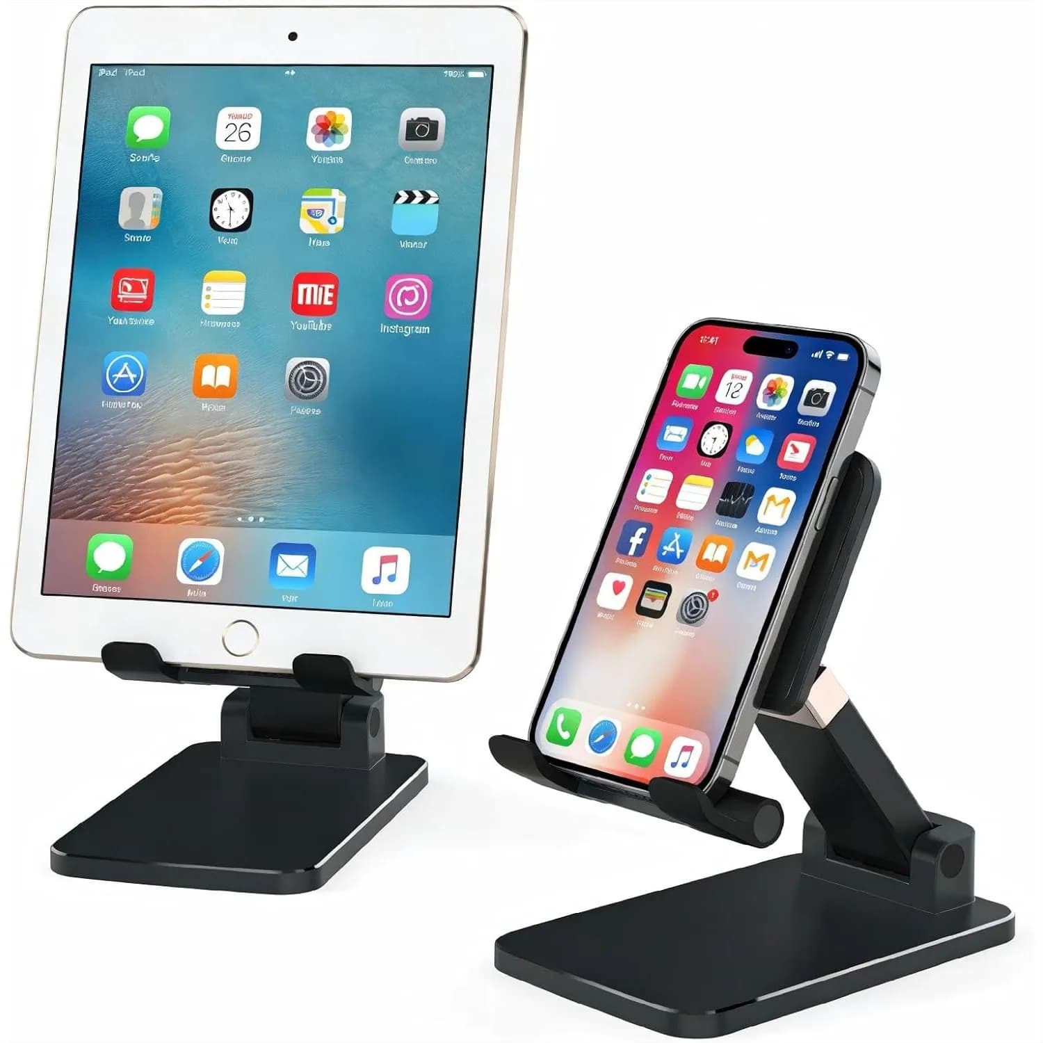 Adjustable Phone Stand for Desk - Foldable Cell Phone Holder with Non-Slip Base for iPhone and Android