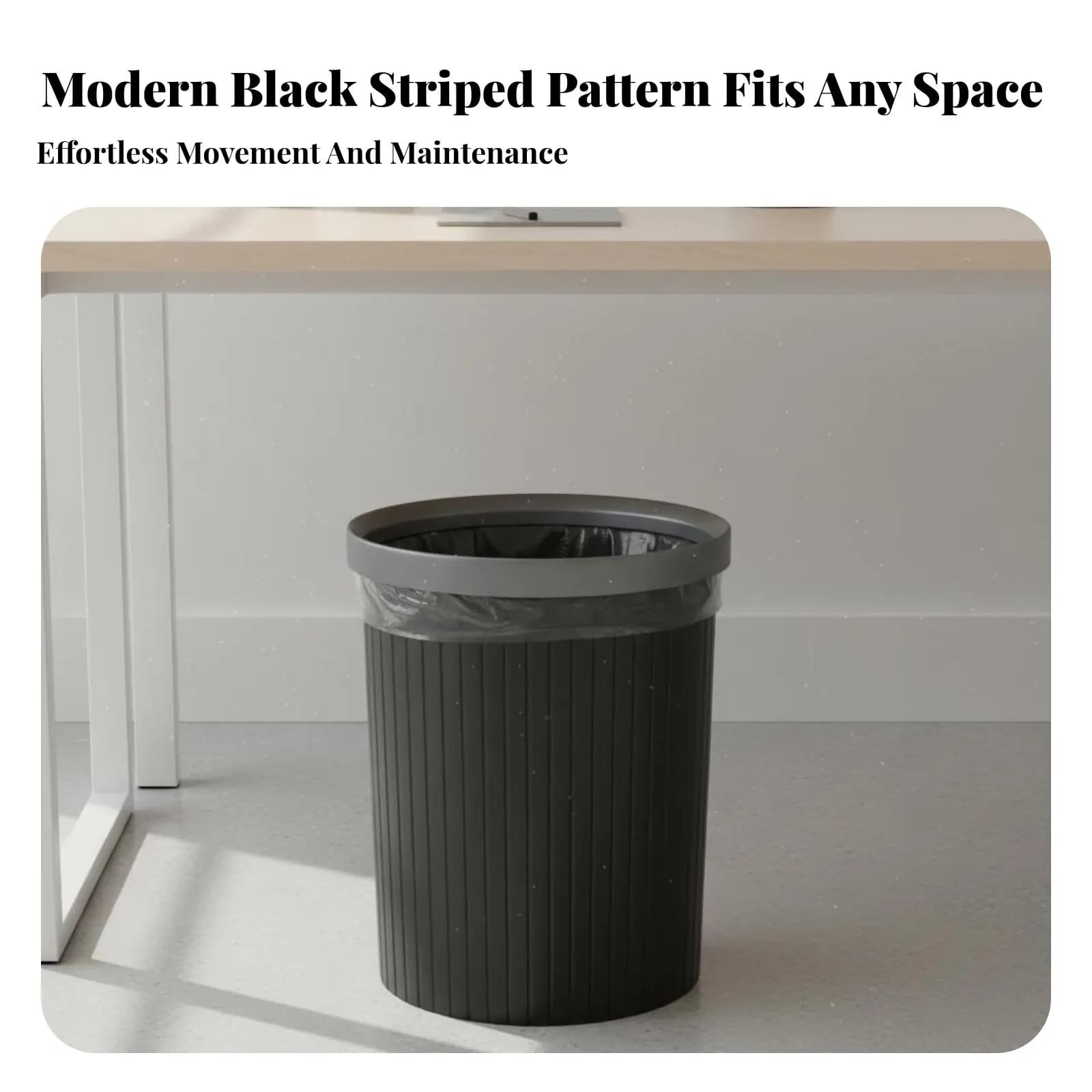 11L Trash Can Large Capacity Pressure Loop Wastebasket Plastic Wastebasket with Press Loop Wide Accessible Ing Striped Garbage