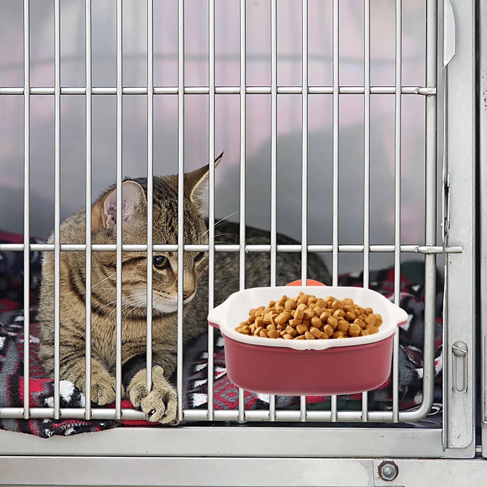Ciotola per Alimentazione Animali Domestici da Appendere, Design Staccabile Salvaspazio, Mangiatoia a Parete per Gatti, Cani, Conigli, Piatto per Cibo Animali in Stile Nordico