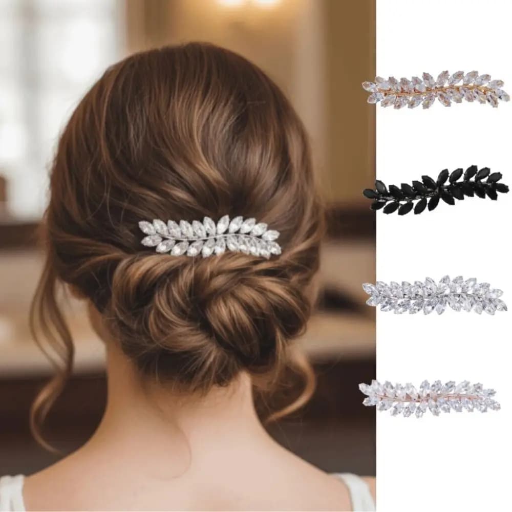 Elegant Wheat Shape Zirconia Hair Clip Shining Rhinestone Gifts Rhinestone Barettes Side Clip Party Banquet