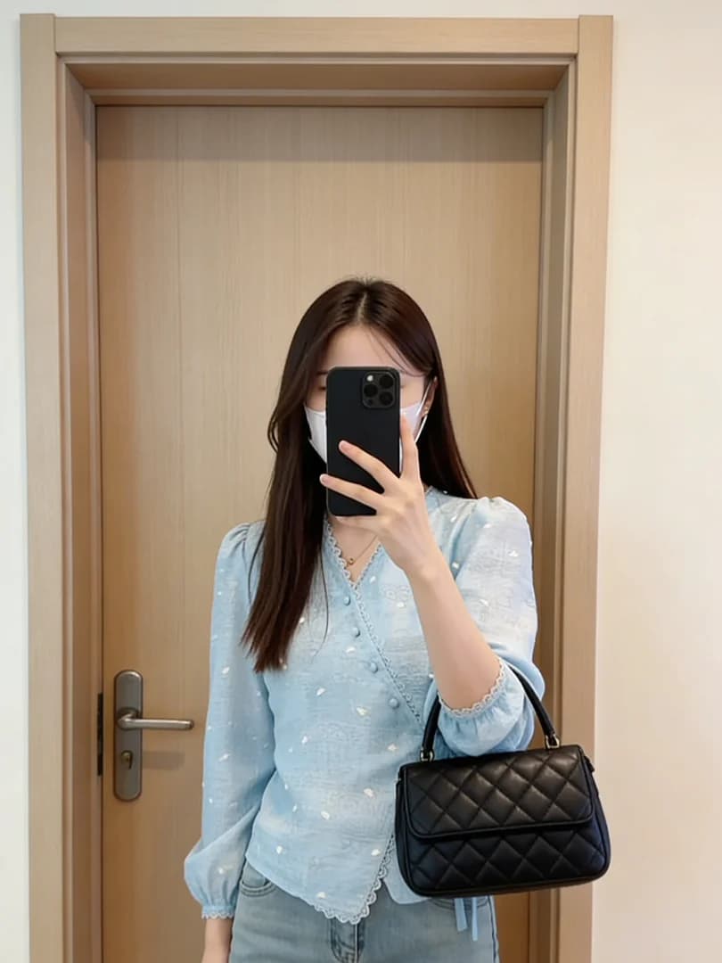 Elegant Sweet Polka Dot Chiffon Shirt Women's Long Sleeve V-Neck Belted Top Age-Defying High-End Feel Loose Fit Button Detail