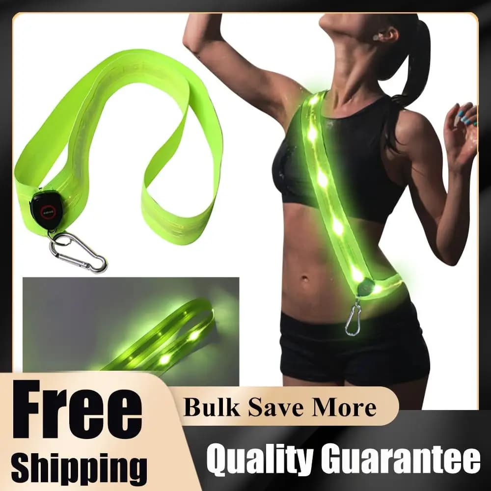 Rechargeable LED Belt Reflective for Running, for Men and Women, Night Safety, Luminous Equipment for Hiking, Jogging and Walking