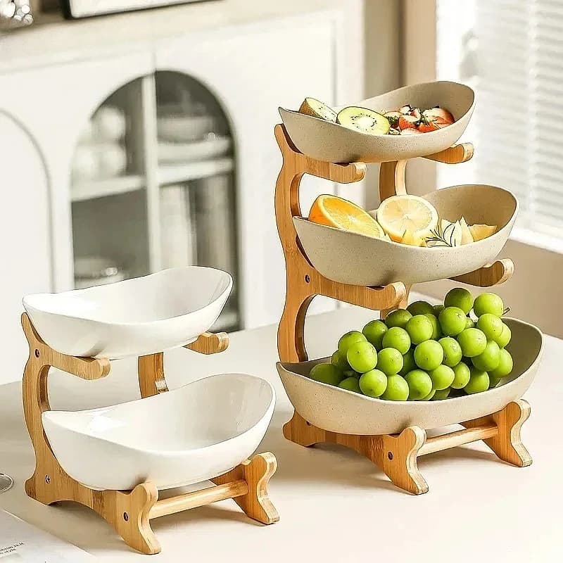 2-3 Layer Plastic Fruit Plate Snack Dish Modern Dried Fruit Basket Candy Stand Cake Bowl Salad Server Plate Snacks