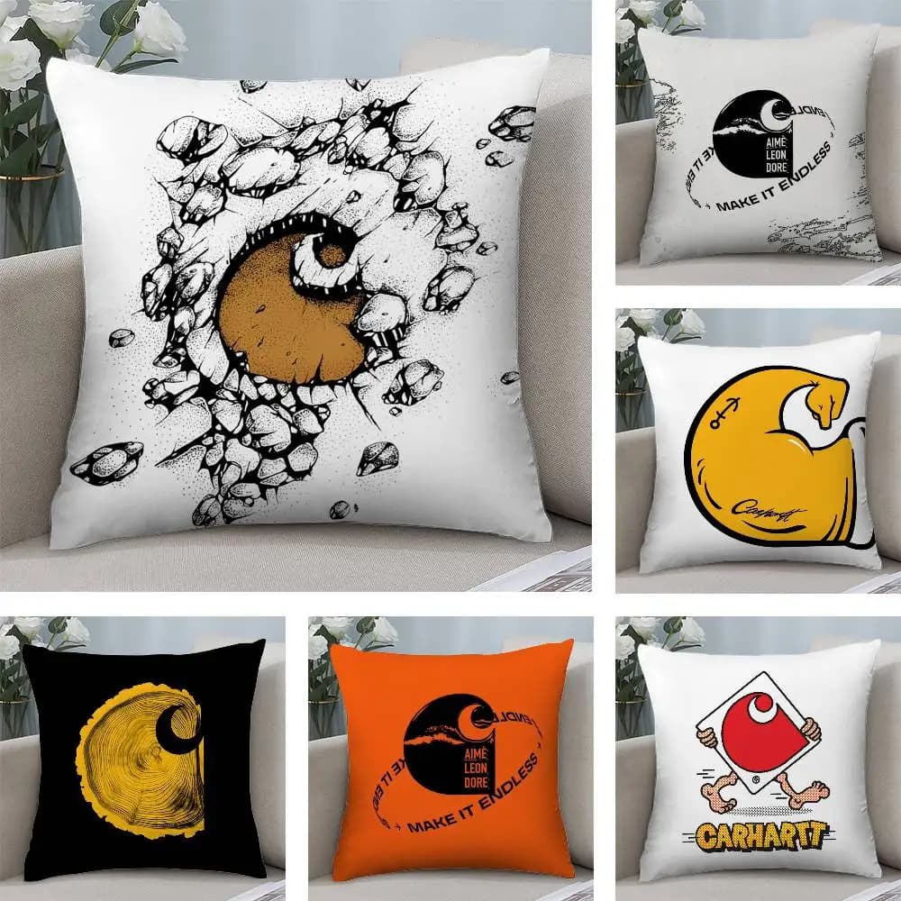 Luxury C-Carhartts-S brand pillow case in soft fabric with front-back print lining for sofa cushions
