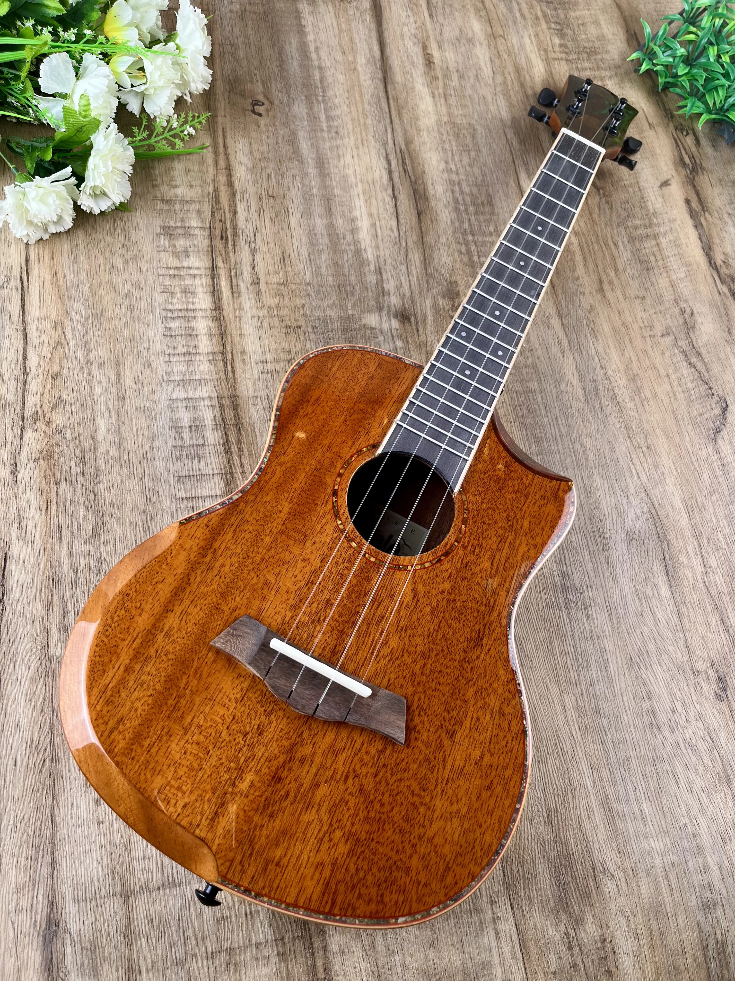Mahogany Veneer Bright 26-inch Ukulele, Carbon Strings By Hand, Beginners Can Play Small Guitar