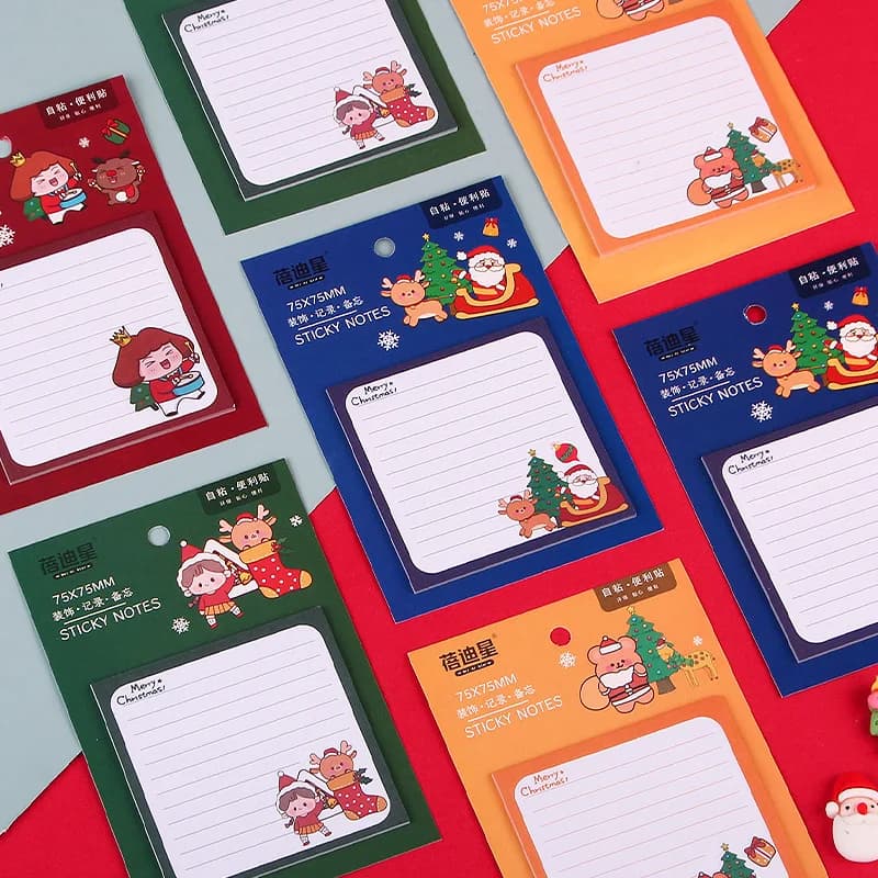 20 fogli adesivi Kawaii Natale note adesive cartone animato blocco note memo pad materiale scolastico per ufficio adesivi di cancelleria regali