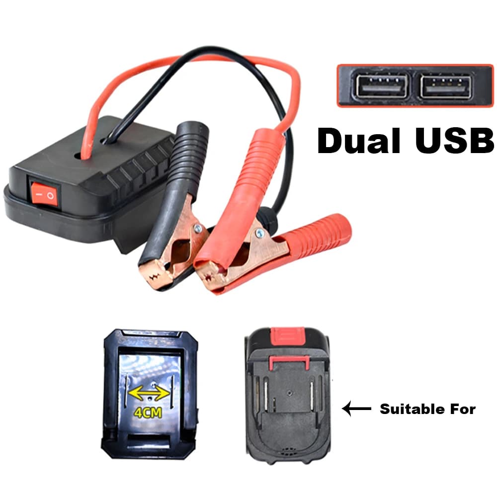 Per Makita Batteria per auto Jump Starter Banca di alimentazione di emergenza al litio con clip in rame addensato con doppie porte di ricarica USB