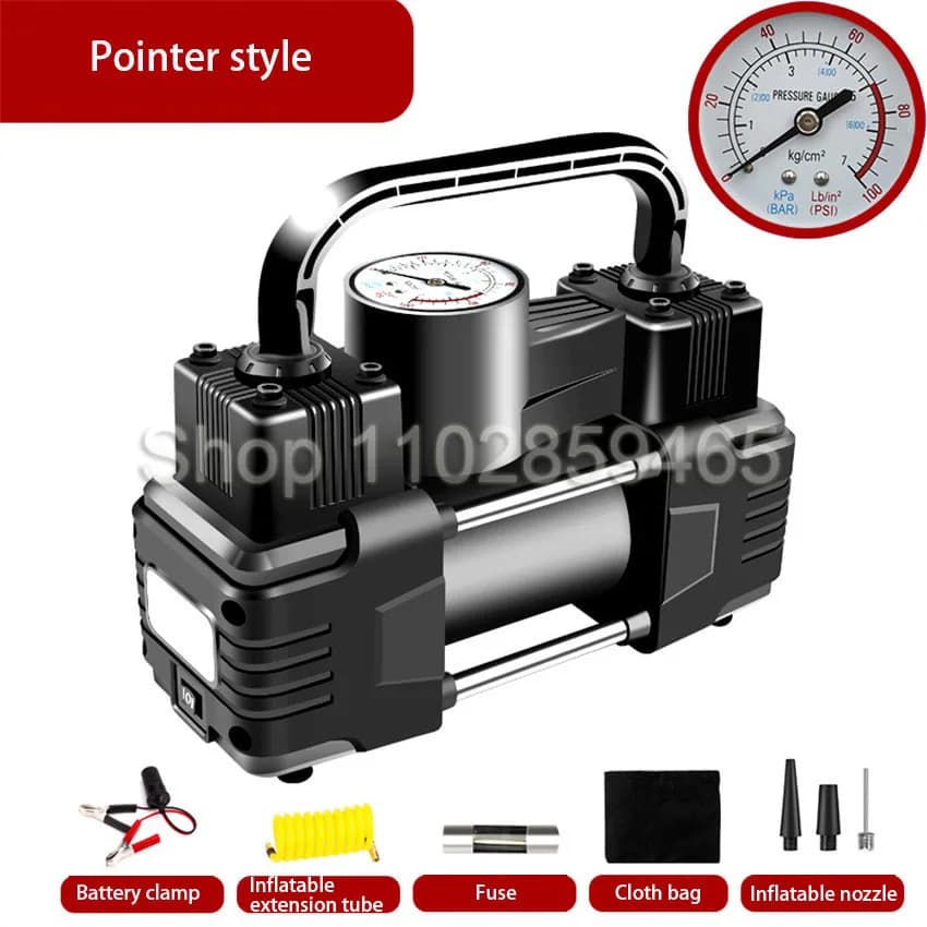 Car 2 Cylinder Air Compressor 12V Tire Air Pump For Small Automobile Vehicle Mounted Inflator Pump