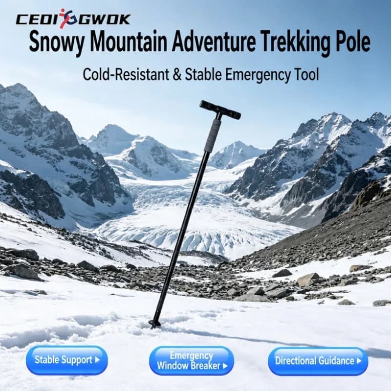 CEOI GWOK Walking Sticks Portable Collapsible Aluminum Trekking Poles with T Grip and Flashlight for Camping Hiking Outdoor Gear