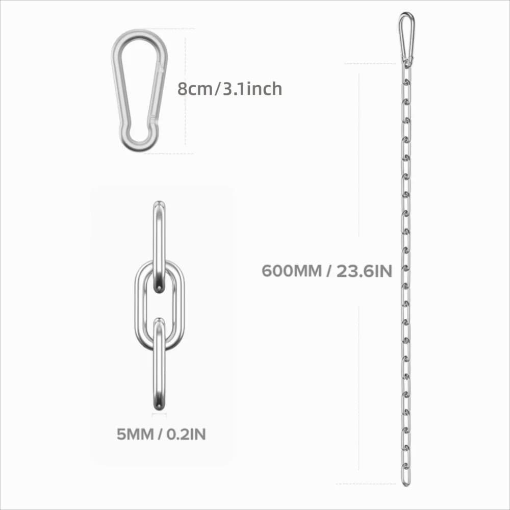 30 Inch Boxing Bag Chain Silver Stainless Steel Sand Sack Chain with 2 Mosquitoes Heavy Duty Chain Pet Chain