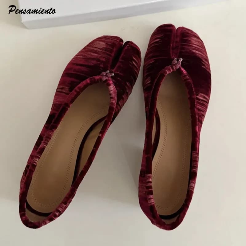 Women's Style Ballerina Shoes with Divisa Toe, Design Flannel, Vintage Low Heel, Casual Walking Soft Sole