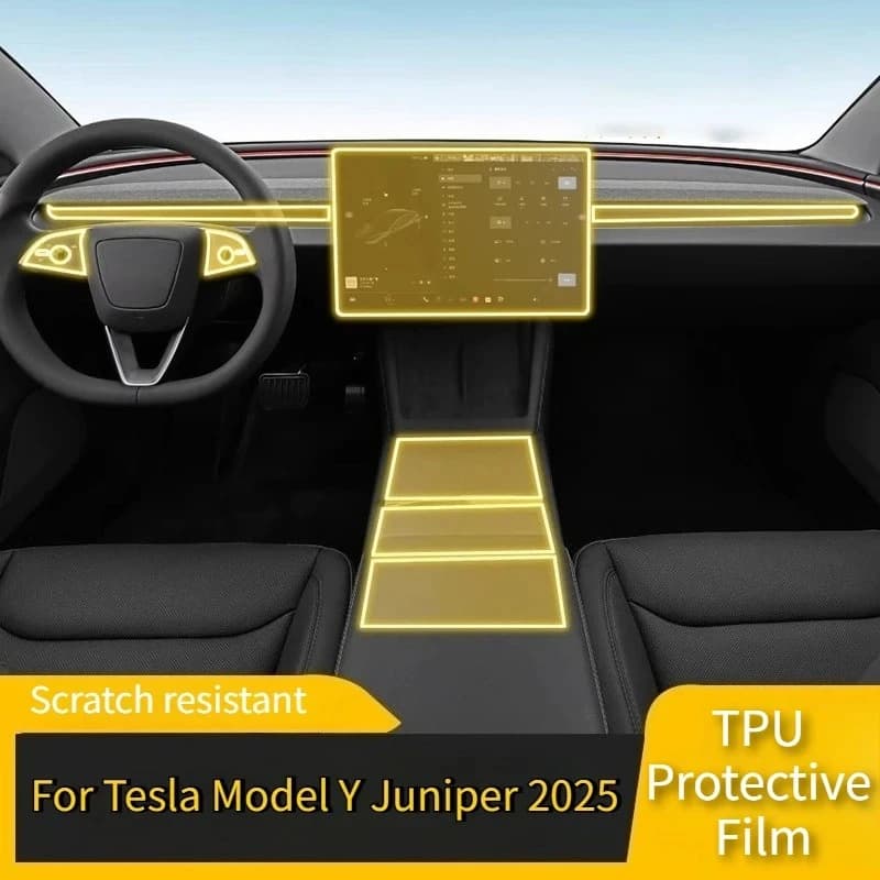 Pellicola Protettiva Trasparente in TPU per Tesla Model Y Juniper 2025, Protezione per Pulsanti del Controllo Centrale, Accessori Antigraffio