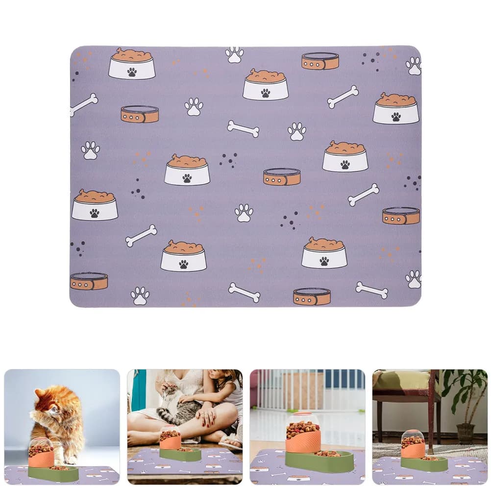 Nonslip Diatomite Dog Feeding Mat Quick Dry Absorbent Pet Food Bowl Pad for Dogs Cats Water Spill Protection Stylish Decorative
