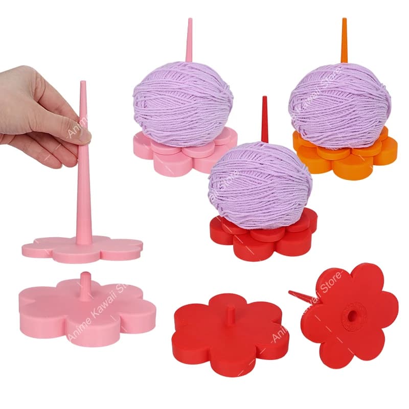 3D Printed Rotating Yarn Ball Holder Flower Spinnings Knitting Tools Storage Rack Lightweight Thread Spool Wool Spinner