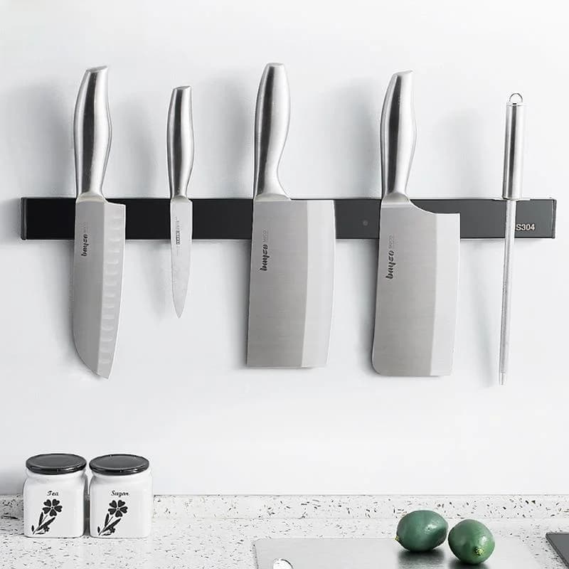 Magnetic Stainless Steel Knife Holder Wall Mounted Kitchen Storage Rack No Drilling Required Modern Simple Style GPY Brand