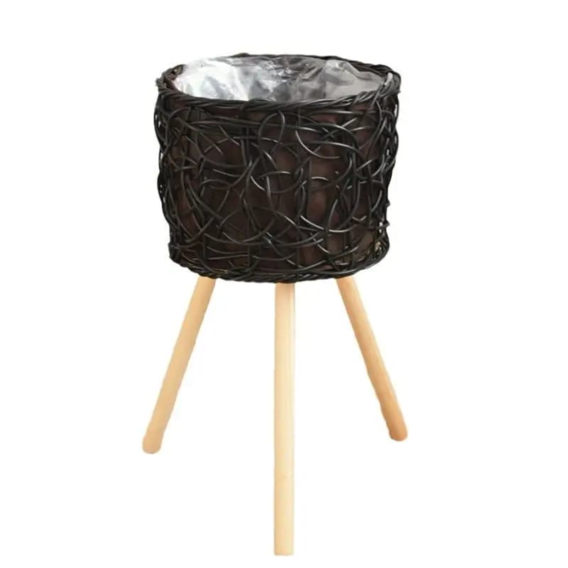 A24F-Balcony Floor-Standing Plant Baskets Woven Flower Pots Living Room Decorative Flower Stands Indoor Storage Racks