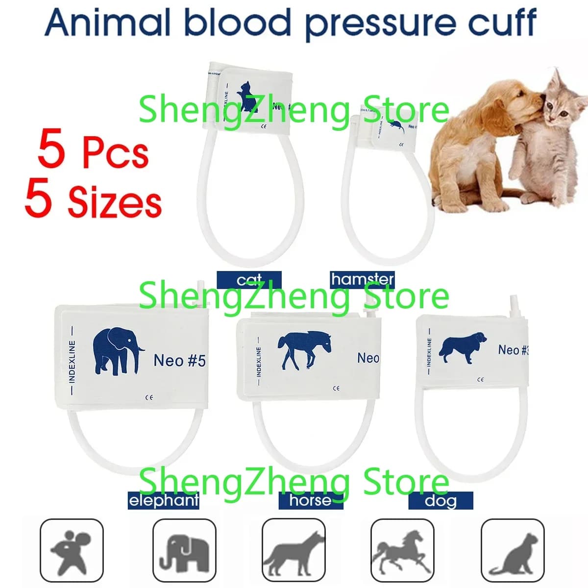 Vet Veterinary Blood Pressure Cuff Patient Monitor 5 Size for Animals Pets