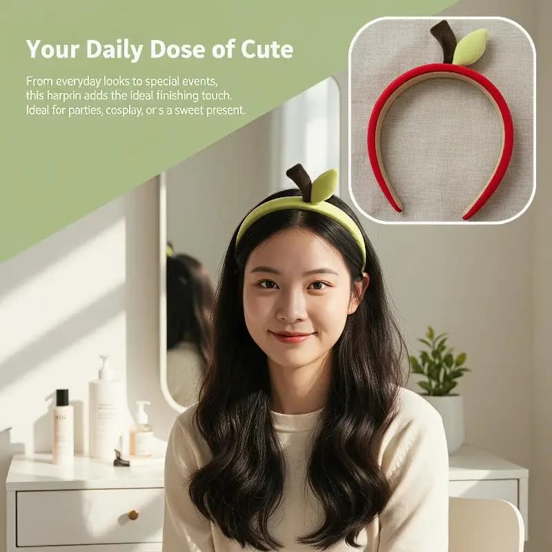 Cute Hair Clip Headband Fuzzy Fruit Calyx Hair Hoop Wash Face Hairpin Headband Hair Accessories