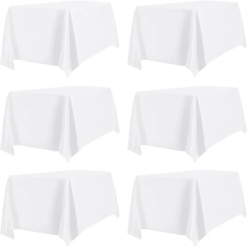 Set of 6 Bianche Tables 60 x 102 Inches or for 6 Posts Tables, Resistant to Macchies and Folds, for Domestic Use, Weddings, Party, B