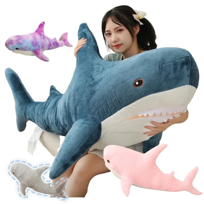 Squalo simulato Creatura marina Blu Rosa Grigio Pesce Giocattolo Bambole super morbide Cartone animato Cuscino Letto Decor Regalo di compleanno per ragazze Ragazzi