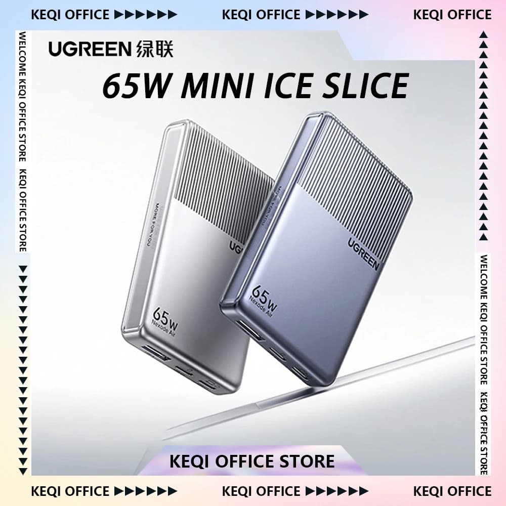 UGREEN 65W Mini Ice Slice GaN Charger Plug Low Temperature Cooling Portable Ultra Thin PD USB-C Fast ChargingCharger For IPhone