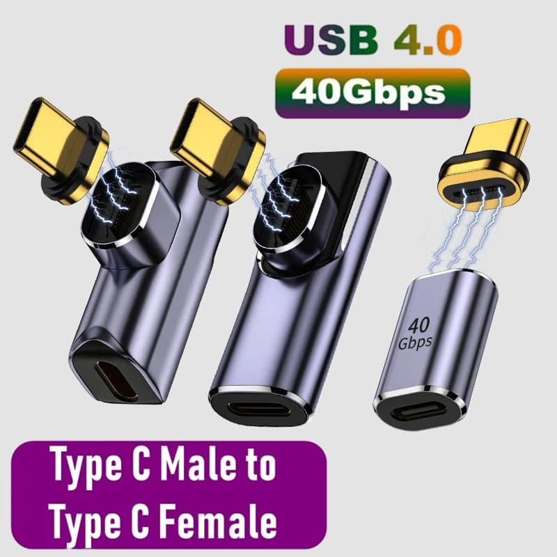 Convertitore Magnetico Tipo-C per Auto 100W, Adattatore Multifunzione USB 40Gbps per Trasmissione Dati e Ricarica Veicoli