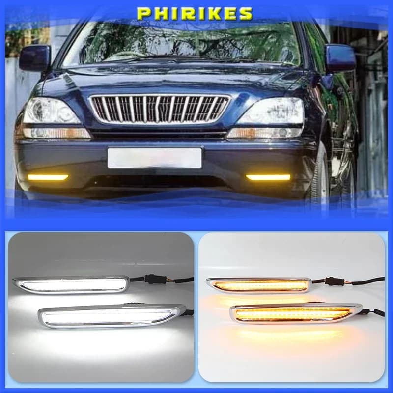 For Lexus RX300 1998 - 2003 2 Pieces Chrome Strip Waterproof ABS 12V LED Daylight for Car