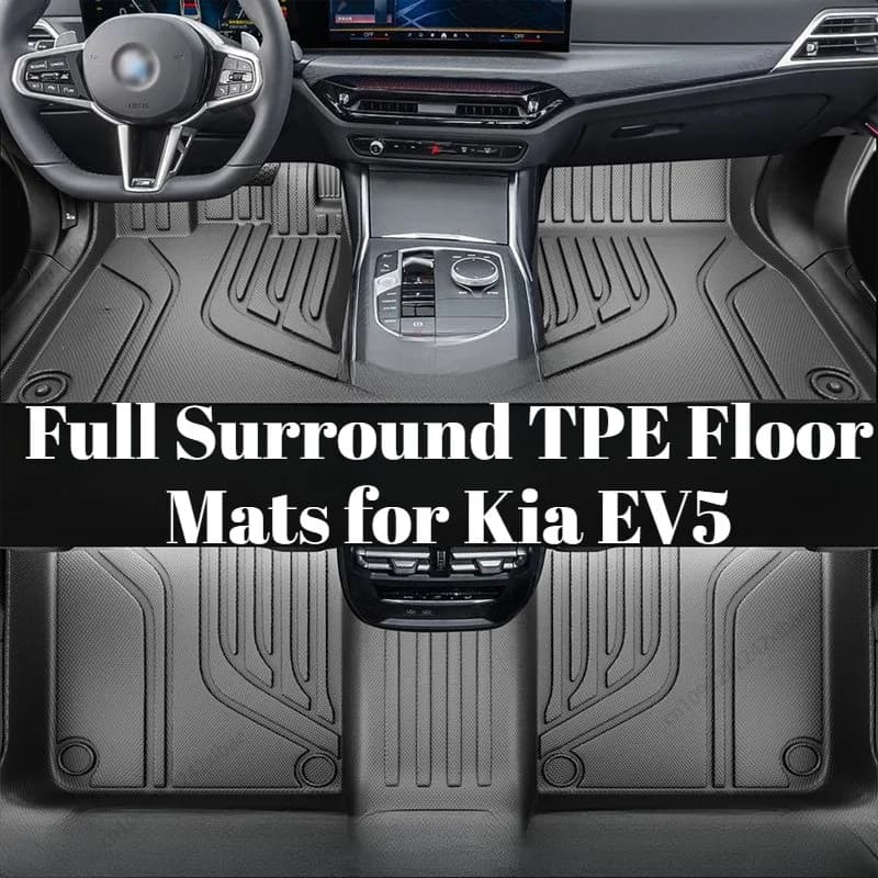 Full Surround TPE Floor Mats, Waterproof Eco-Friendly Interior Modification Auto Accessories Specially Fit for Kia EV5 2024-2026