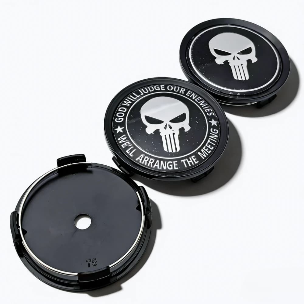 4 pz Teschio Logo Emblema Coprimozzi Ruota Auto OD 75 MILLIMETRI 70 MILLIMETRI Ruote Coprimozzo Teschi Distintivo Cerchioni Copertura Antipolvere Sostituire Accessori