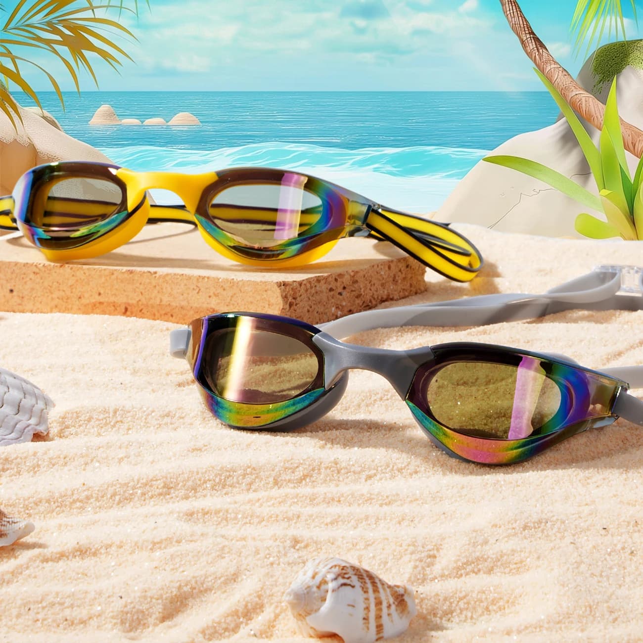 1 piece swimwear for adults: UV protection, leak-free soft silicone seal, improved clarity for pool and free water