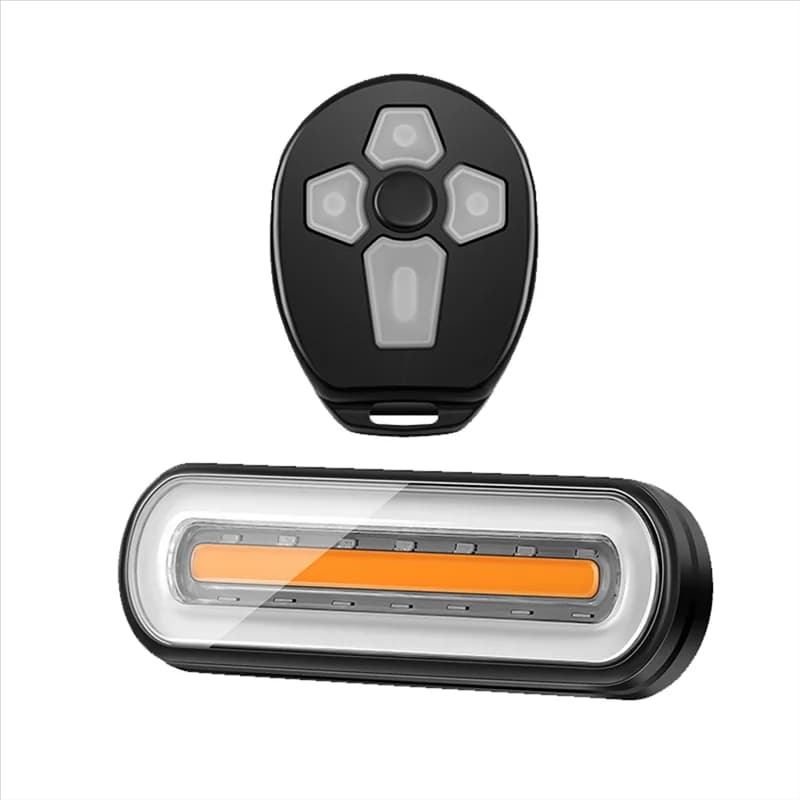HOES-Luce Posteriore Wireless per Bicicletta con Allarme e Indicatore di Direzione, Impermeabile, Telecomando, USB, Luce Freno per Bici