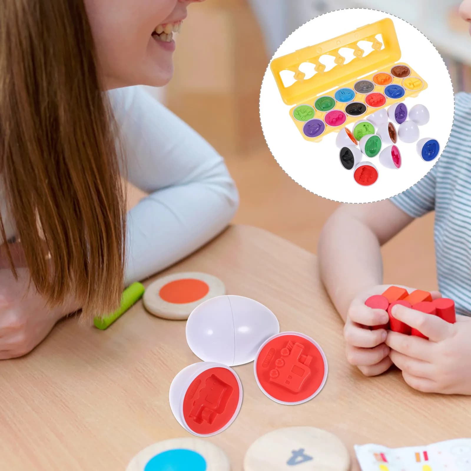 1Set Matching Eggs Vehicle Matching Early Learning Cognitive Color Recognition Memory Capacity Educational Plastic