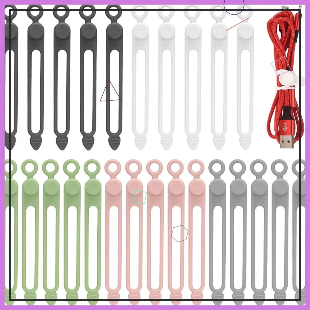 Fascette fermacavi in silicone da 25 pezzi, organizer per cavi riutilizzabili per elettrodomestici da cucina, casa, ufficio, scrivania