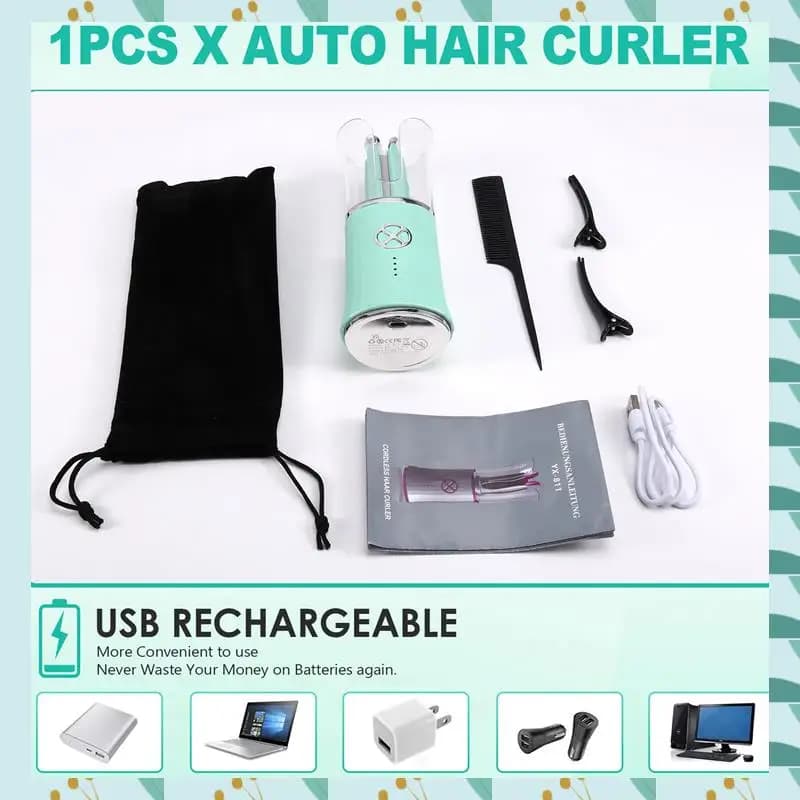 A71P portable wireless hair dryer iron: quick heating, 4 temperature settings, automatic charging, burn prevention