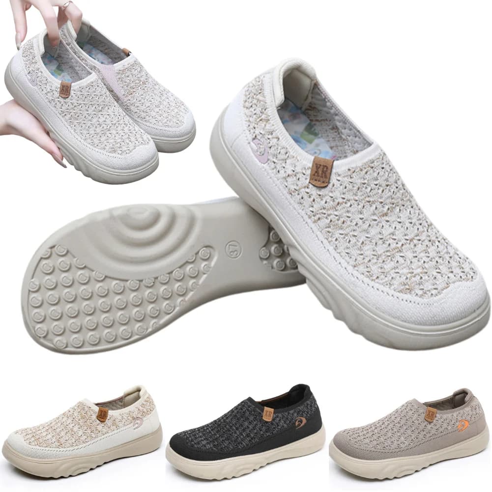 Scarpe da passeggio da donna con suola spessa antiscivolo Scarpe da viaggio casual traspiranti Punta tonda Mocassini da passeggio leggeri per viaggi all'aperto