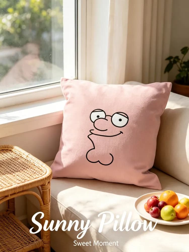 Cuscino Decorativo con Faccia di Cartone Animato Divertente | Cuscino Decorativo Rosa per Divano