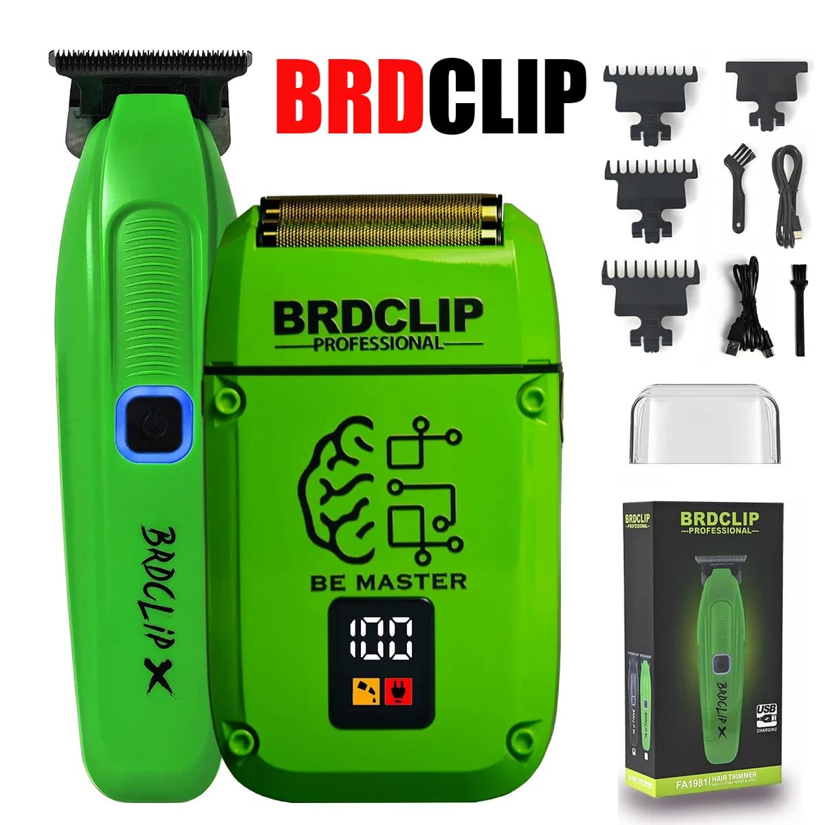 Professional haircut BRDCLIP FA1981 7500 rpm 0 Trimmer cutting blade 8200 rpm LED display men's shaving set