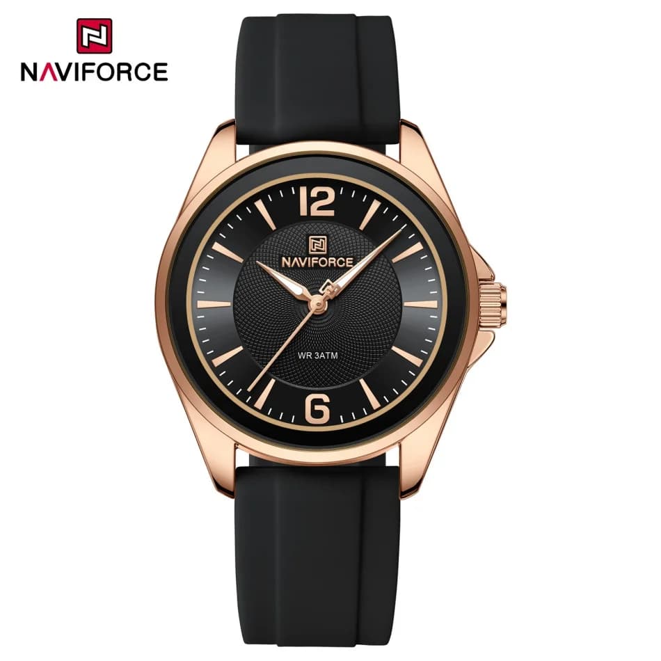 NAVIFORCE Orologi da donna originali Quadrante rotondo classico Cinturino in silicone Orologio di lusso impermeabile 3ATM per le donne Regala per i regali delle ragazze