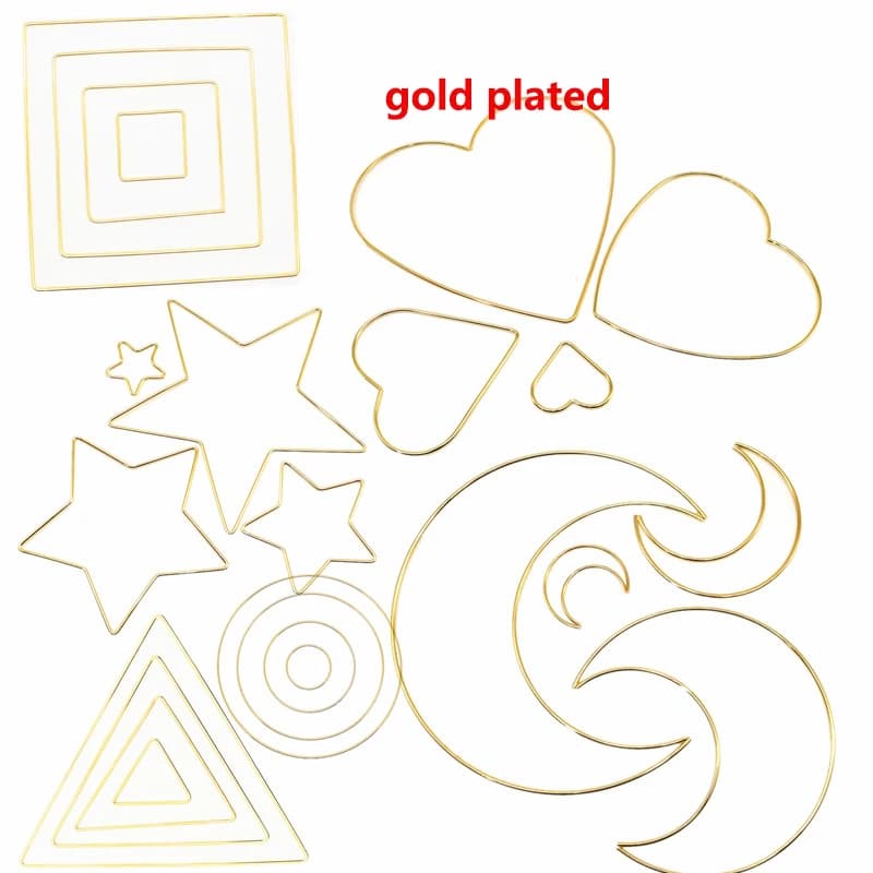 1Pack/Lot Gold Plated Moon Heart 50-200mm Big Dream Catcher Ring Craft Metal Rings For Dream Catchers Hoops Hanging Connectors
