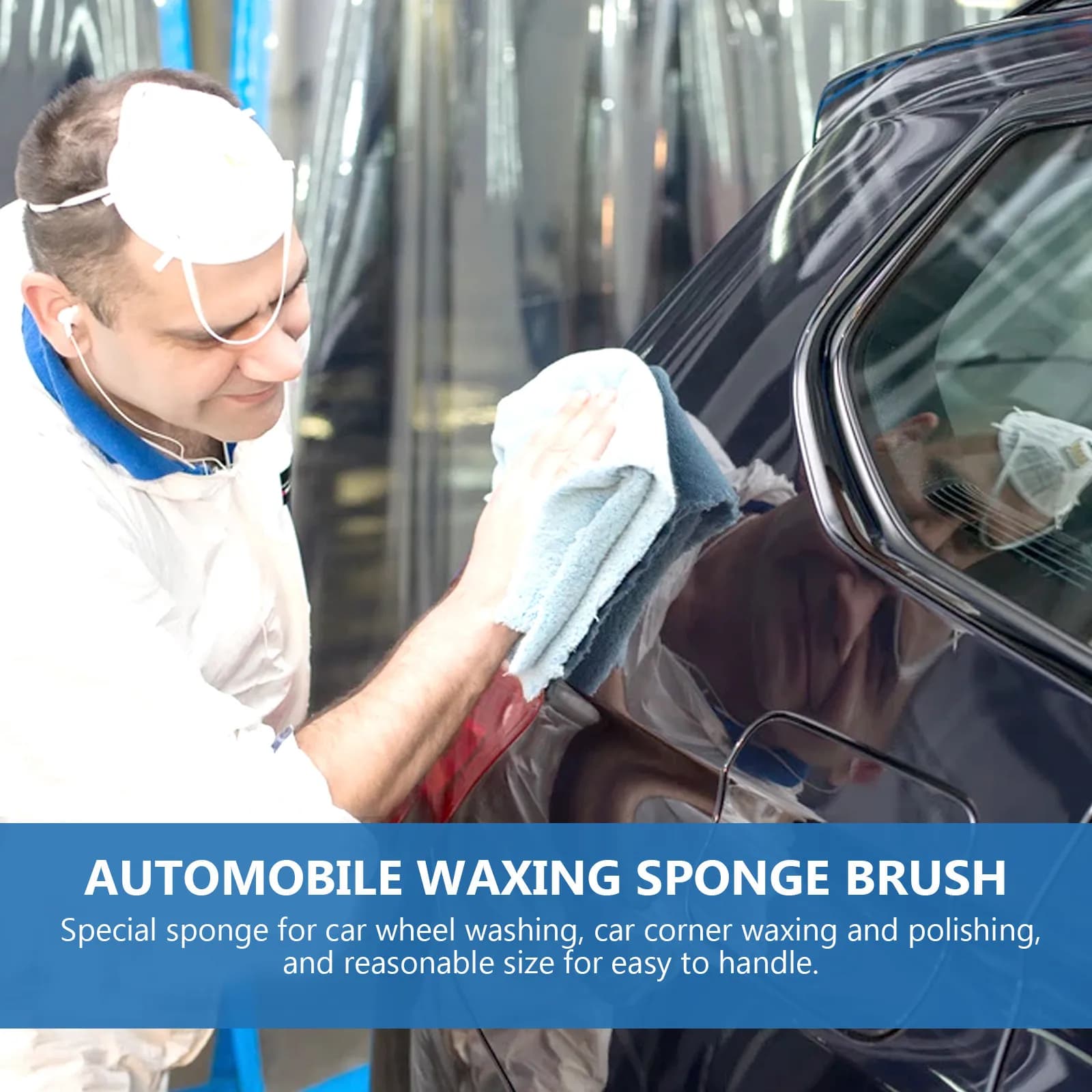 Spugna per Pulizia Ruote Auto, Forma Ergonomica, Spugna in Schiuma Flessibile Resistente per Pulizia Cerchioni, Applicazione Cera e Lucidatura