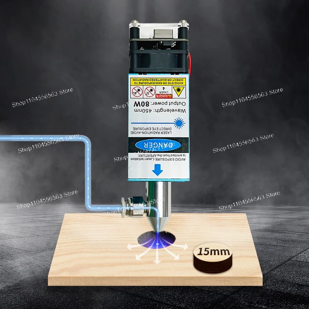 Modulo Laser 80W/40W 450nm TTL Blu con Assistenza Aria per Macchine da Taglio CNC, Incisione Laser e Strumenti Fai-da-te per la Lavorazione del Legno