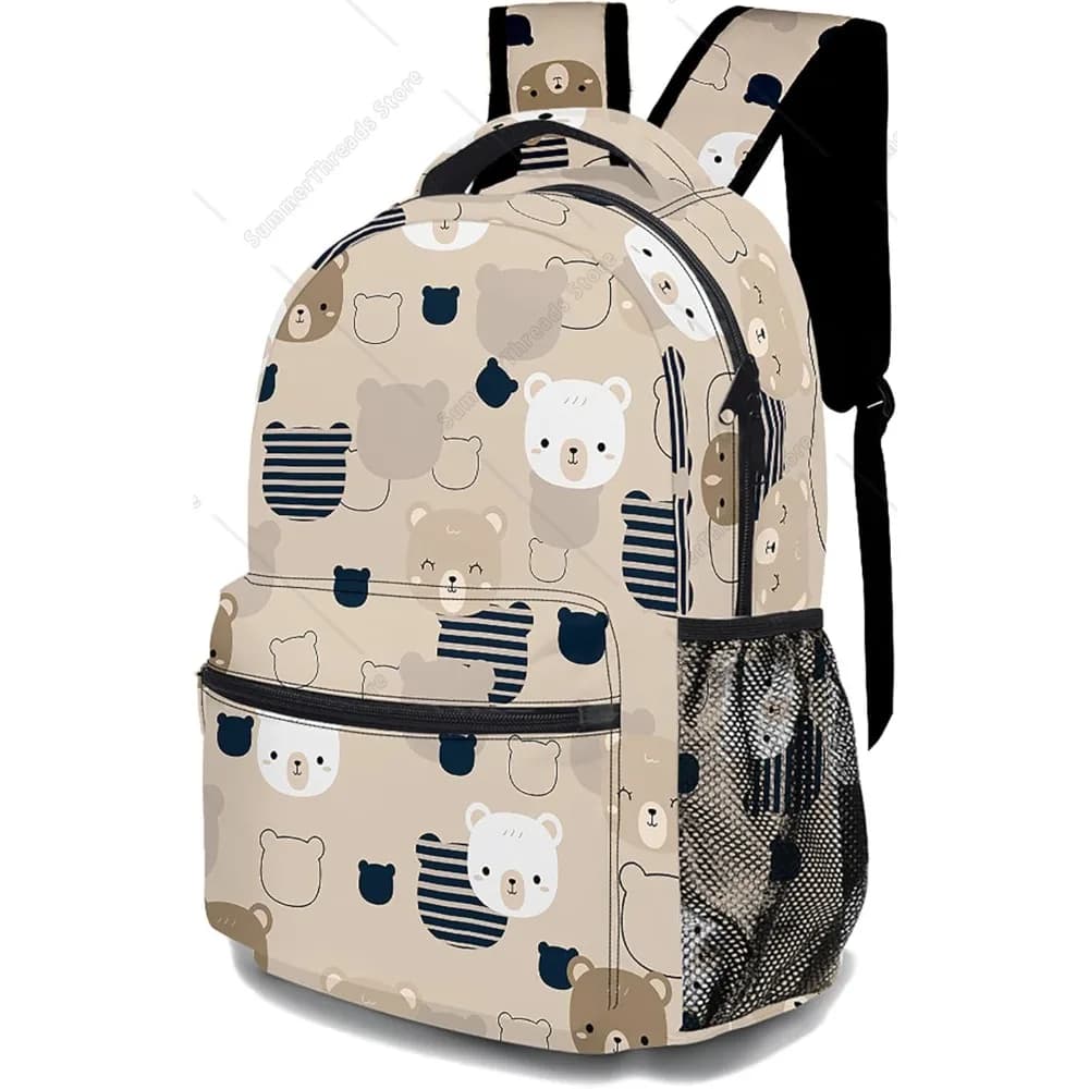 Zaino Cartoon Bear, borsa per laptop leggera e durevole Zaino stampato in 3D con tasche multiple, zaino con spalle alla moda
