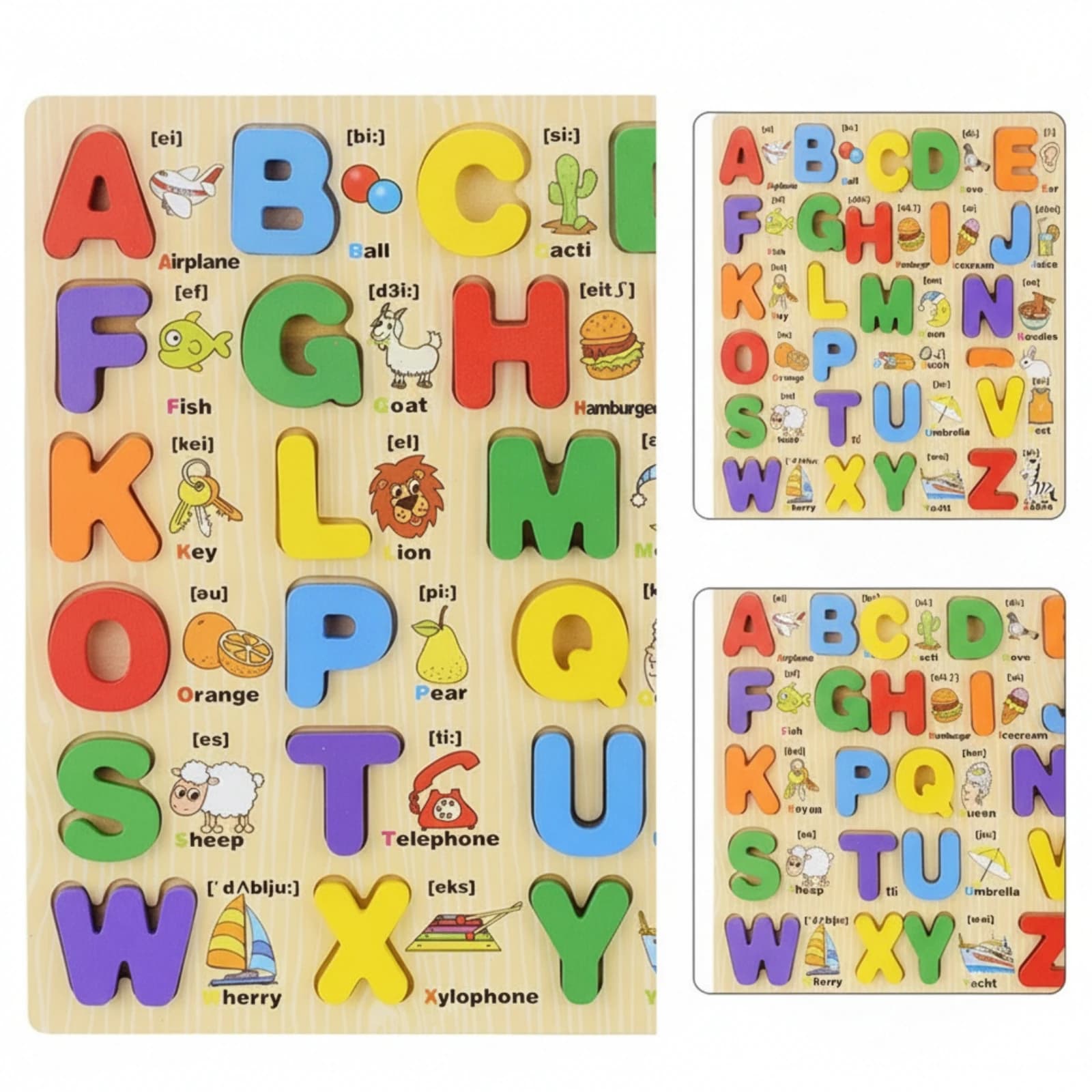Puzzle Board with Inset Pieces Chunky Wooden Learning Board Wooden Peg Puzzle Raised Educational for Toddlers, Daycare, Playroom