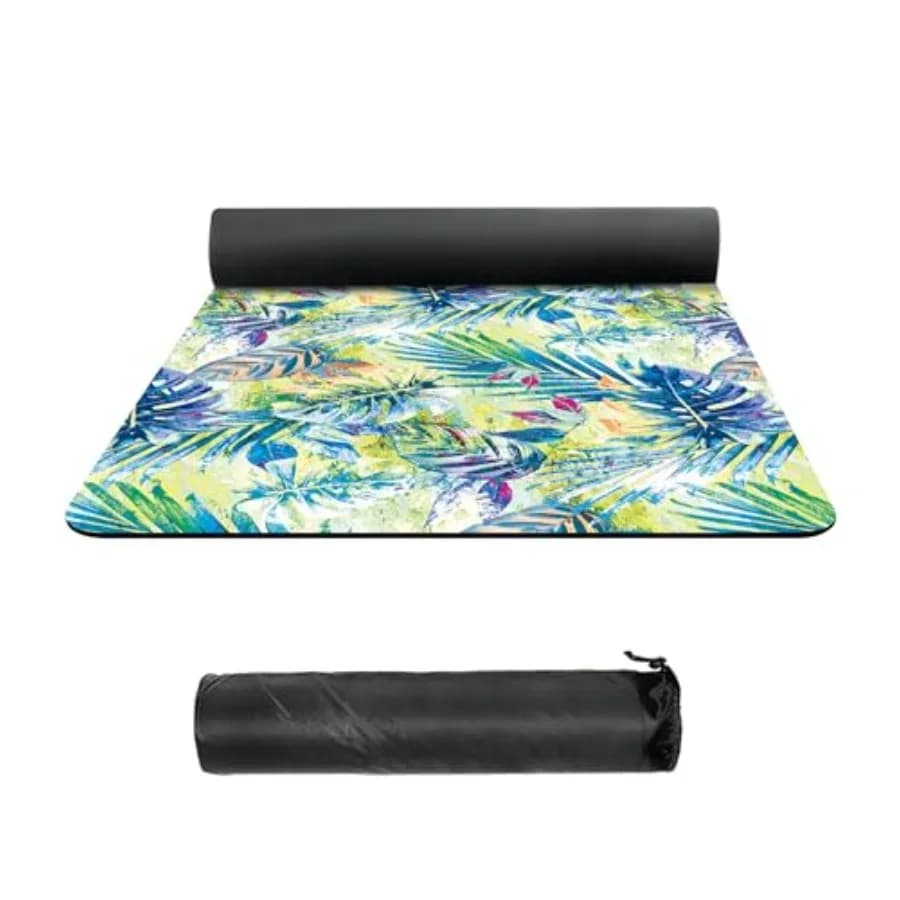 Yoga mat for yoga, pilates and fitness; suede TPE material; black; high density non-slip 8mm extra thick with carrying bag, 72x