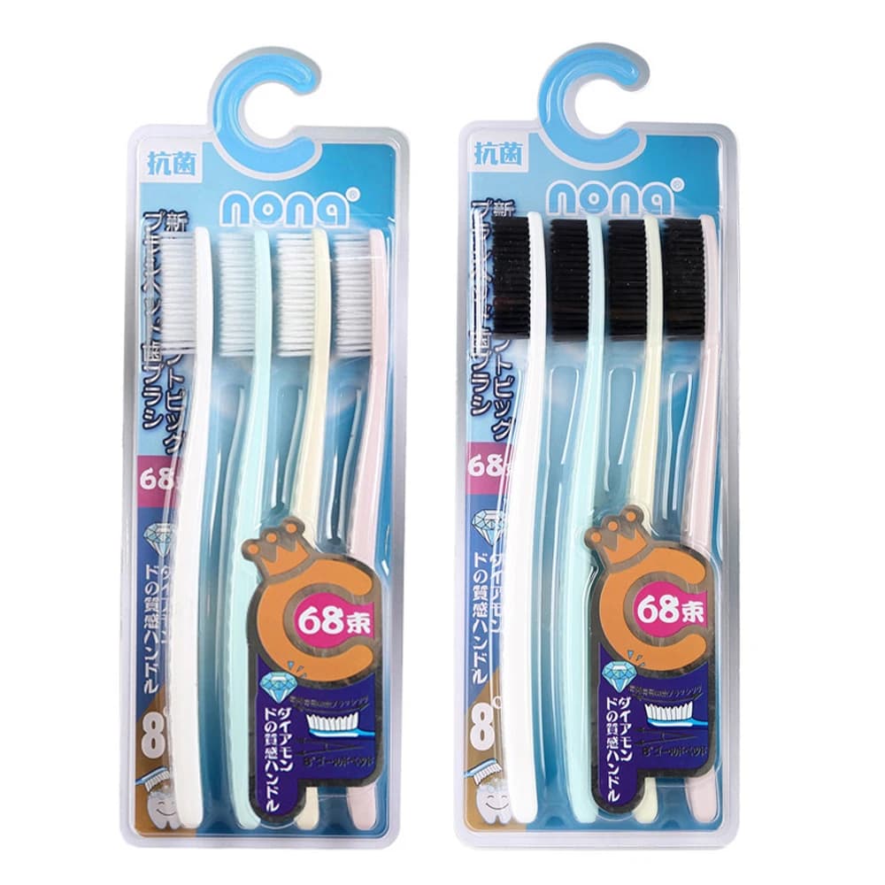 Spazzolino manuale 4 pezzi Capelli morbidi Testa lunga Spazzolino grande per adulti Comfort Denti Spazzolino per pulizia orale