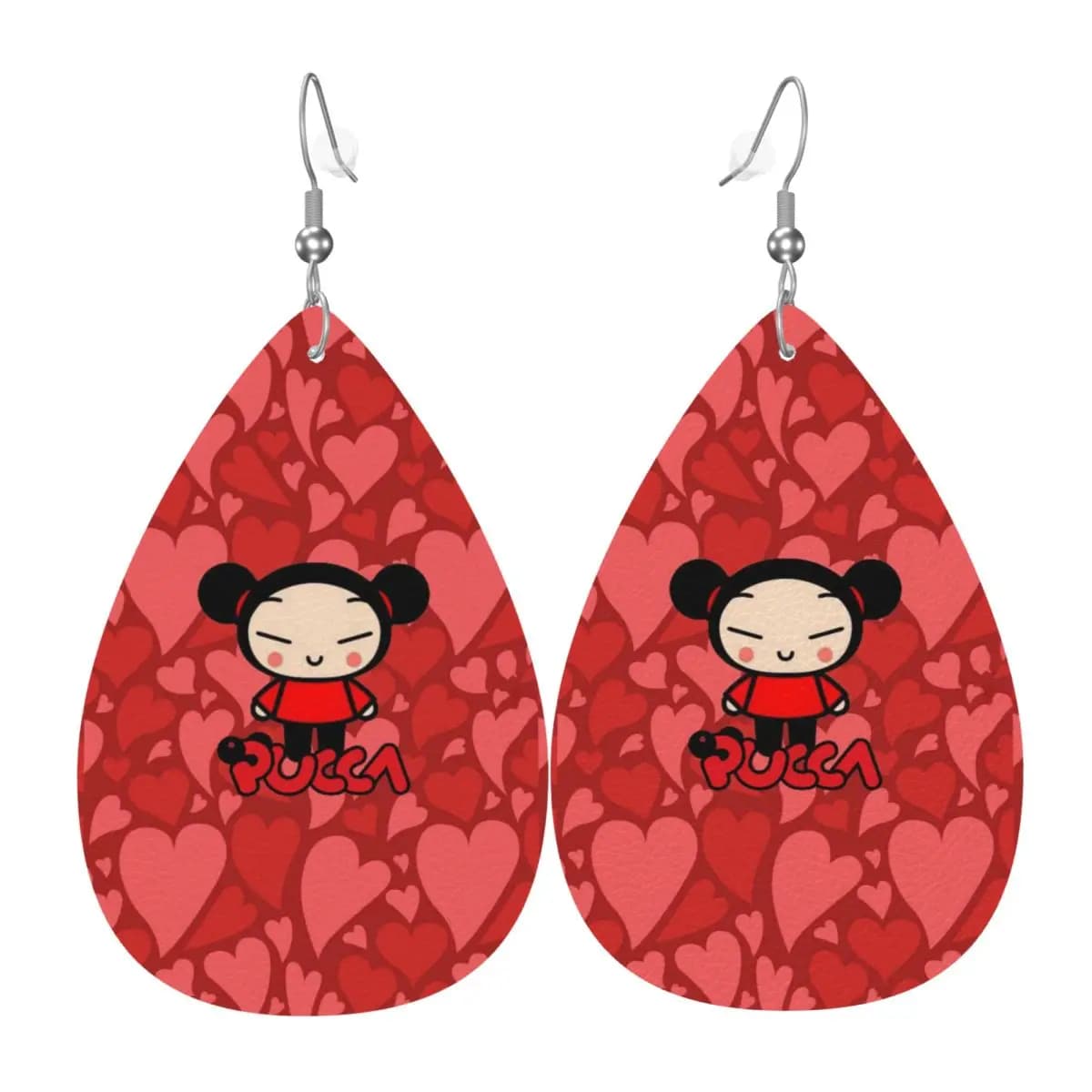 Orecchini pendenti pendenti con film P-Pucca simpatico cartone animato personalizzato Orecchini in pelle per le donne Moda per la festa