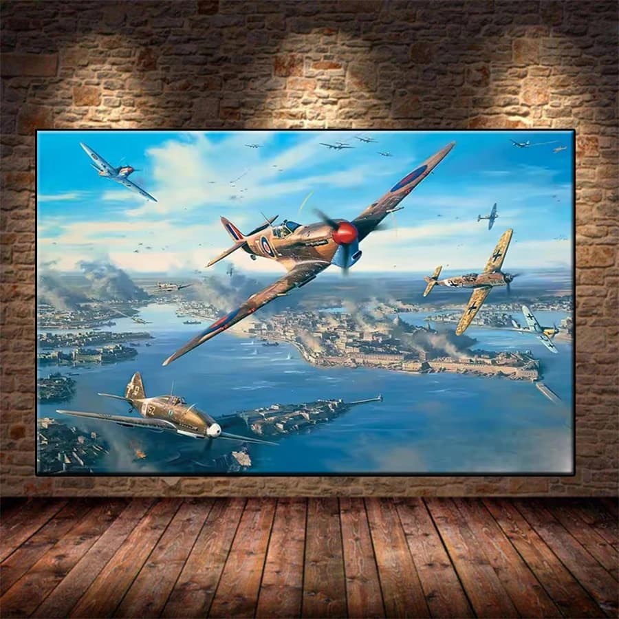 Immagine del mosaico del diamante Aerei aerei e paesaggi del jet da caccia Pittura del diamante Punto croce Ricamo Wall Art