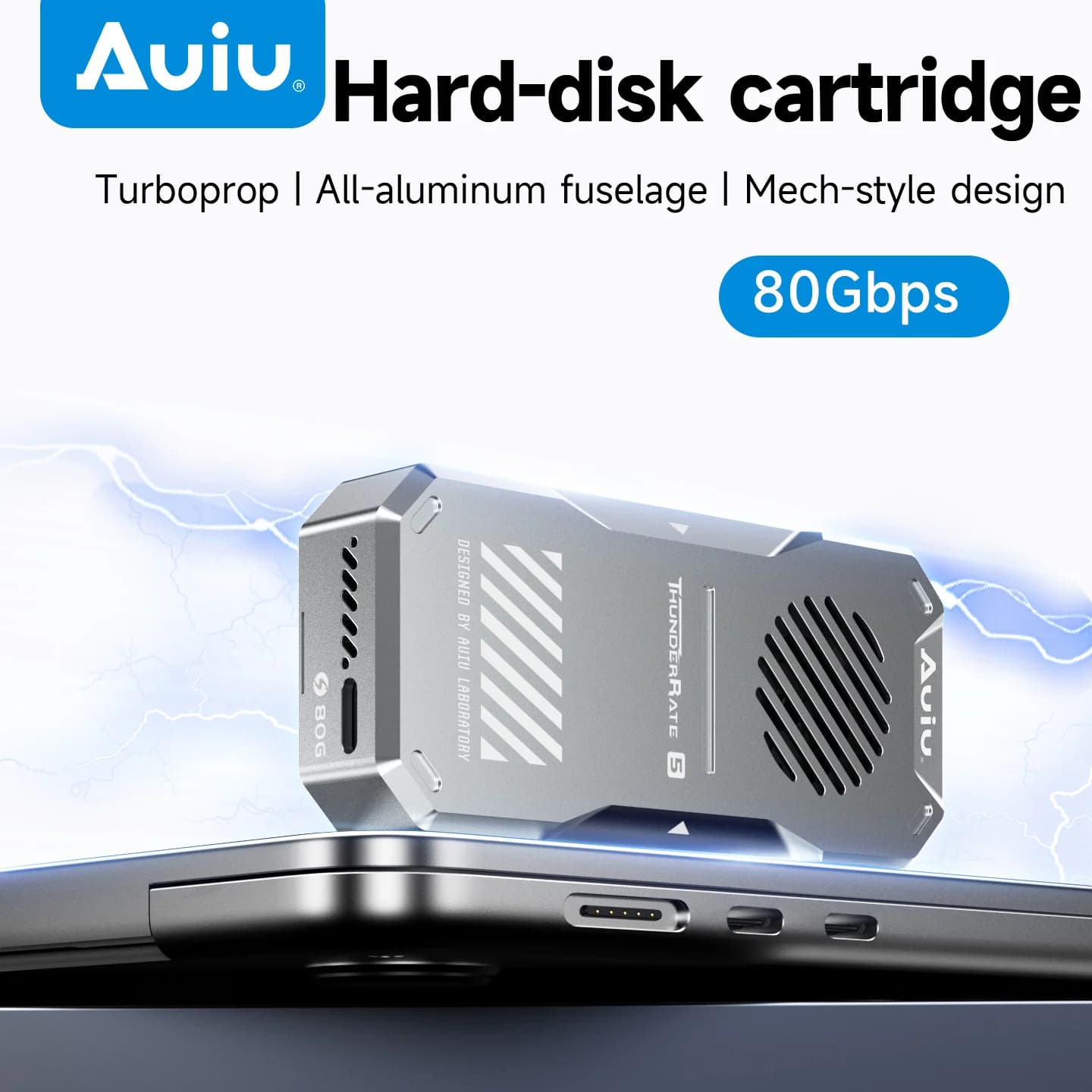 Auiu Lightning 5 Scatola per disco rigido ad alta velocità Scatola per disco rigido esterna da 80 Gbps Scatola per disco rigido SSD a stato solido mobile