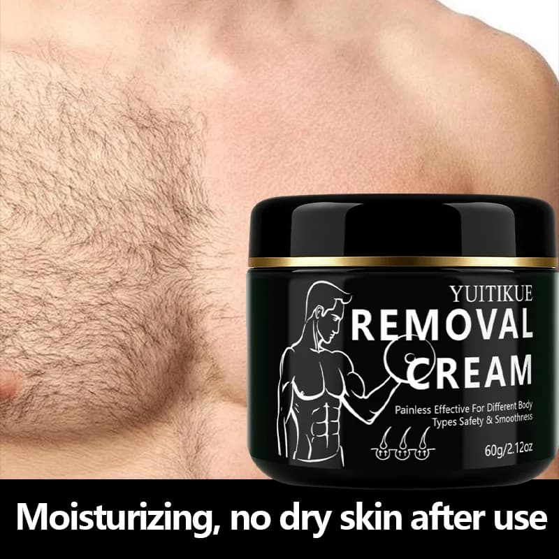 Crema Depilatoria Uomo YUITIKUE Indolore, Lisciante e Idratante, Sicura per Uso Regolare