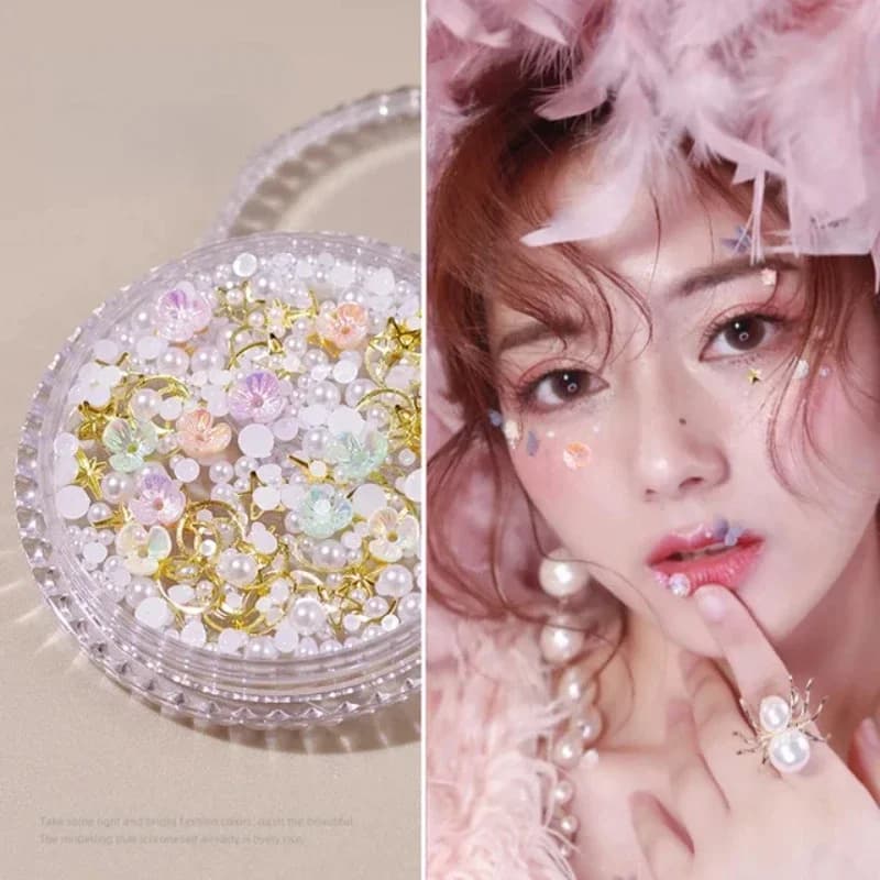 1 scatola occhi viso trucco patch farfalla diamante decorazione viso adesivo perla strass glitter paillettes decorazione nail art fai da te